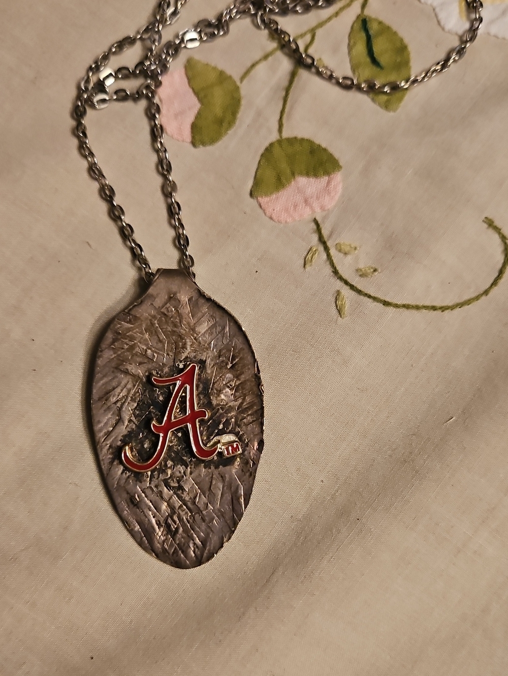 Hand Crafted Silver Spoon Alabama Pendant Necklace